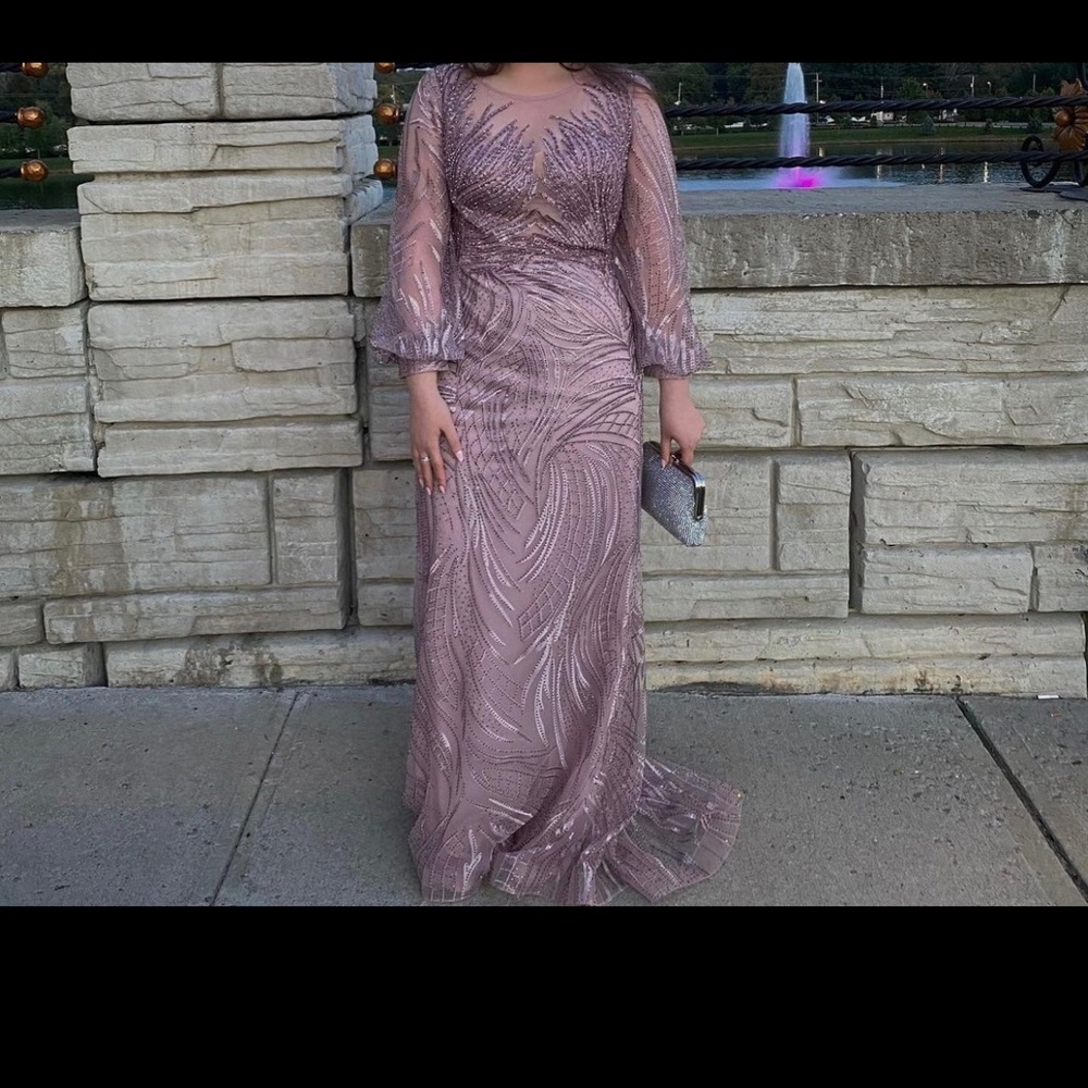 Elegant Long Sleeve Purple Dress